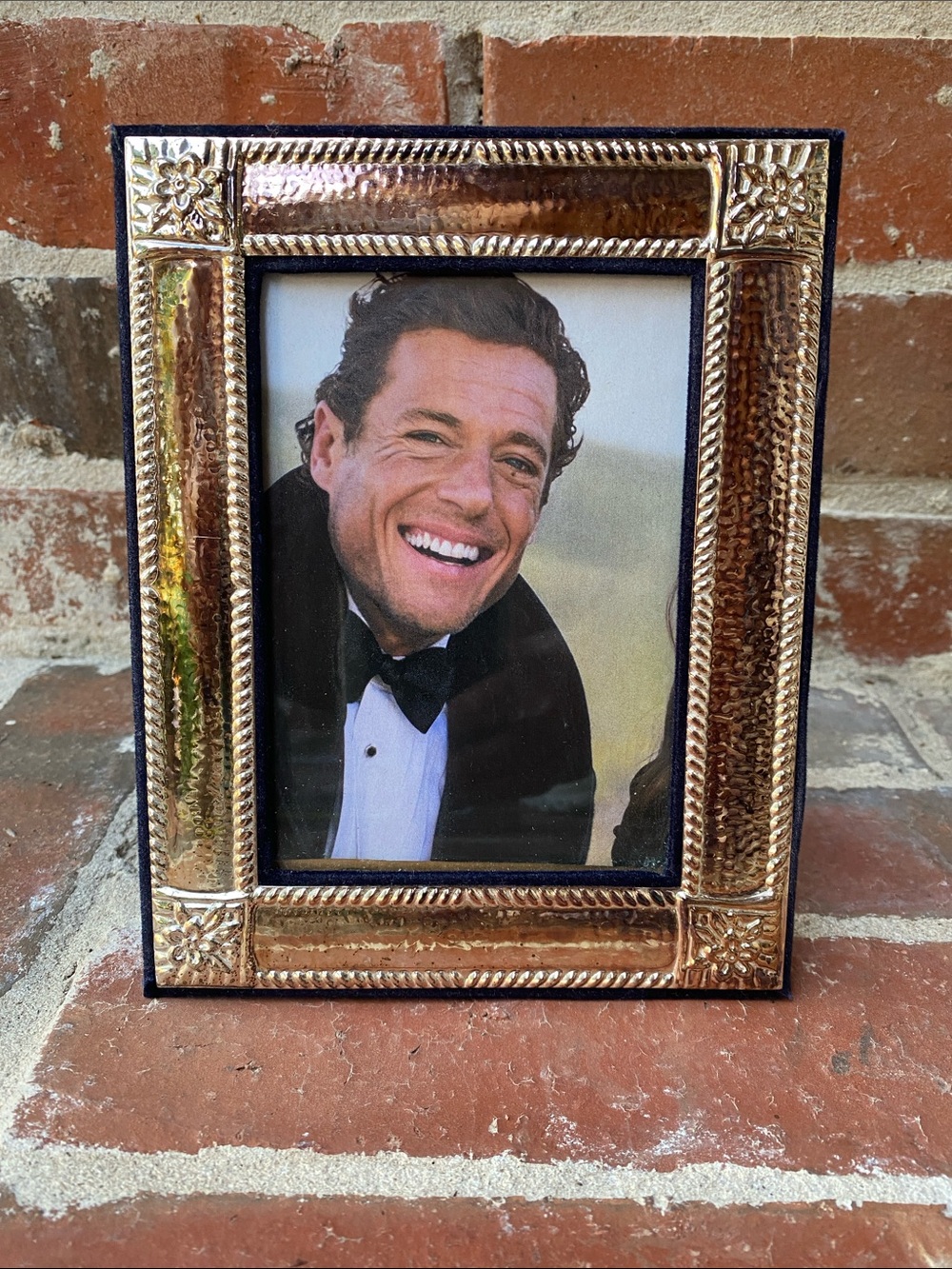 Godinger Polished Silver Hammered Photo Frame with Rope & Floral Accents